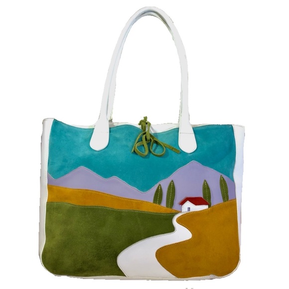 Claudia Firenze Italy Handbags - Mint Claudia Firenze Italy Large Genuine leather Suede white tote shoulder bag